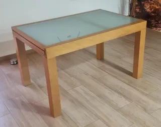 Oferta mesa de madera y cristal extensible