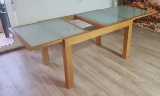 Oferta mesa de madera y cristal extensible