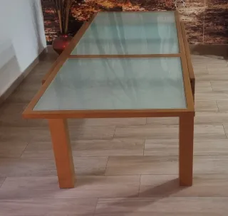 Oferta mesa de madera y cristal extensible