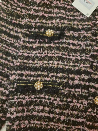 Chaqueta Zara Tweed Rosa y Negra