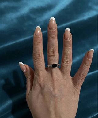 Anello vintage pietra onice nero catena argento