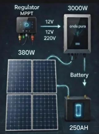 Kit Solar ya instalado, Nuevo, casa aislada