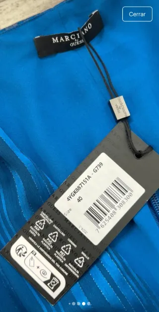 Vestido Guess Azul Eléctrico Talla S.