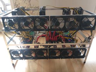 Rig minería 12 GPUs completo+ fuentes+ ventilacion