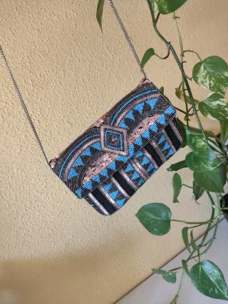 Bolso de fiesta pedrería azul