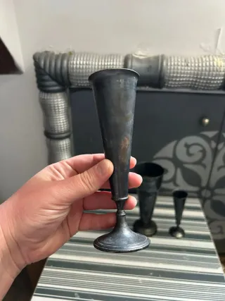 Lote 3 jarrones antiguos Meneses Madrid baño plata