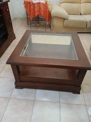 Mesa de centro madera con cristal