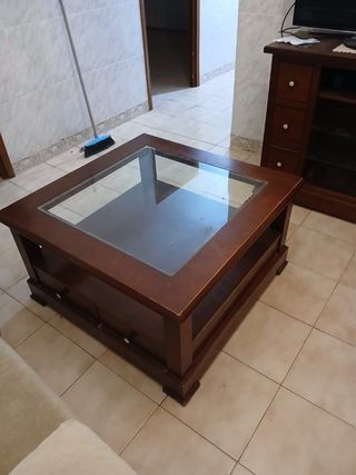 Mesa de centro madera con cristal