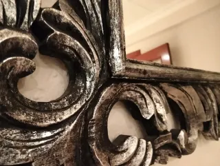 Espejo Vintage Grande Negro y Plateado