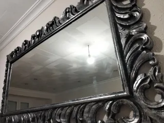 Espejo Vintage Grande Negro y Plateado