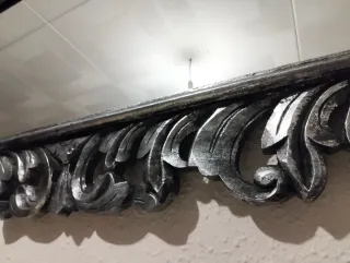 Espejo Vintage Grande Negro y Plateado