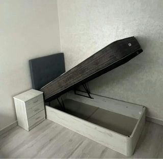 Canapé abatible madera + colchón + cabecero