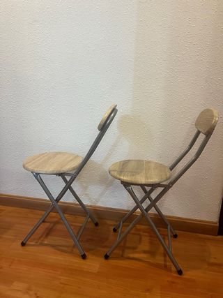 2 Taburetes Plegables Madera y Metal