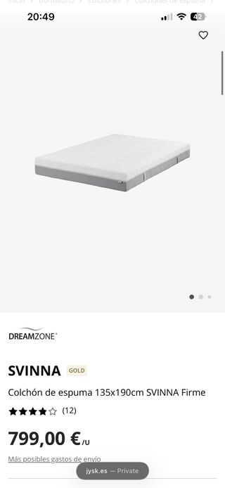 Materassino Svinna Schiuma 135x190