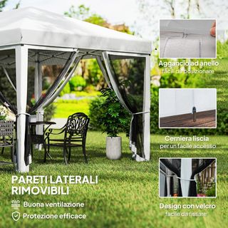 Gazebo Pieghevole 6X3 Pop up Con 6 Zanzariere Rimuovibili, Altezza Regolabile E Borsa Da Trasporto, Gazebo Da Esterno In Acciaio E Tessuto Oxford, Per Giardino, Feste, Campeggio, Crema