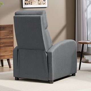 Poltrona relax imbottita con schienale reclinabile a 135° e poggiapiedi estraibile in lino, 69X87X100.5 cm, grigio