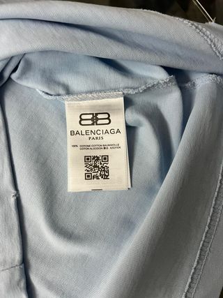 T-shirt Balenciaga Azzurro Logo Giallo