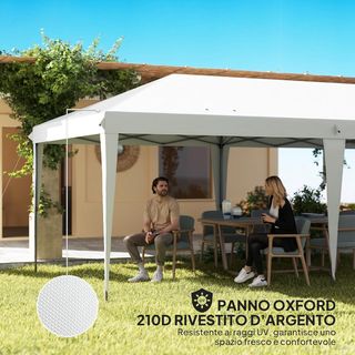 Gazebo Pieghevole 6X3 Pop up con Altezza Regolabile su 3 Livelli e Borsa da Trasporto, Gazebo da Esterno Resistente in Acciaio e Tela Oxford, per Giardino, Feste, Campeggio, Bianco