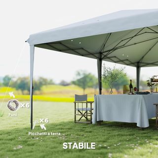 Gazebo Pieghevole 6X3 Pop up con Altezza Regolabile su 3 Livelli e Borsa da Trasporto, Gazebo da Esterno Resistente in Acciaio e Tela Oxford, per Giardino, Feste, Campeggio, Bianco
