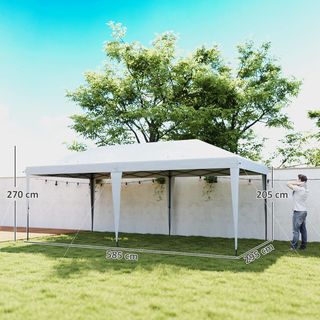 Gazebo Pieghevole 6X3 Pop up con Altezza Regolabile su 3 Livelli e Borsa da Trasporto, Gazebo da Esterno Resistente in Acciaio e Tela Oxford, per Giardino, Feste, Campeggio, Bianco