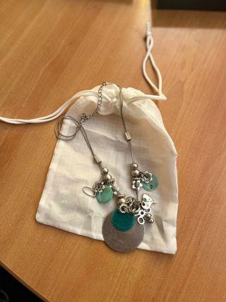 Collar abalorios parisino plata y turquesa