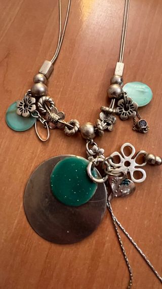 Collar abalorios parisino plata y turquesa