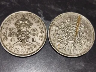 Juego 2 Monedas 2 Shillings 1949 y 1965