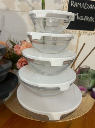 Conjunto 5 Tigelas Vidro com Tampas