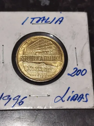 Moneda 200 Liras Italianas 1896-1996