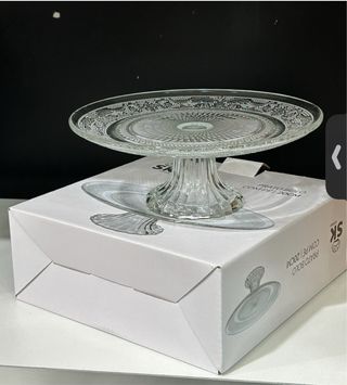 Bandeja de Vidrio para Bolo Transparente