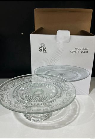 Bandeja de Vidrio para Bolo Transparente