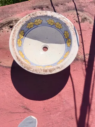 Lavabo redondo pintado a mano