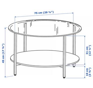 Mesa Baja Redonda IKEA VITTSJÖ Vidrio Metal