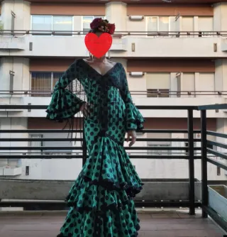 Traje Flamenca Micaela Villa Verde/Negro