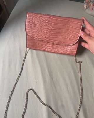 Bolso Parfois Piel Rosa Serpiente y Cadena