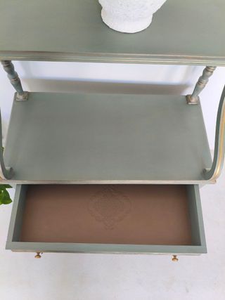 Mesa Auxiliar Vintage Dorada y Verde