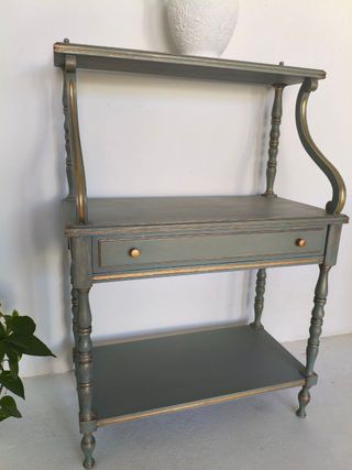 Mesa Auxiliar Vintage Dorada y Verde