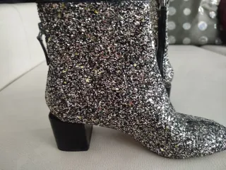 Botines Purpurina Negro y Plata