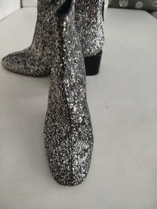 Botines Purpurina Negro y Plata