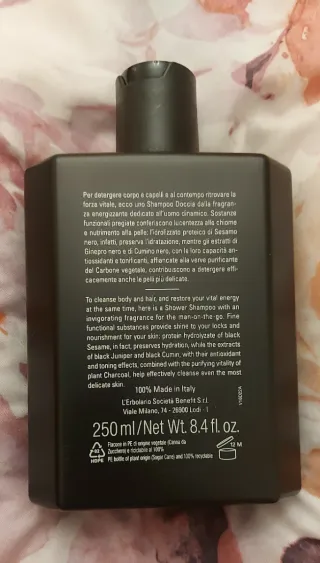 L'Erbolario Ginepro Nero Shampoo Doccia Energizzan