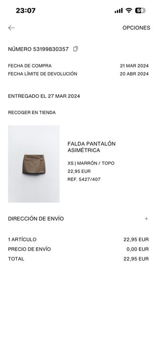 Falda pantalón Zara marrón