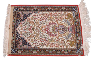 Antico Tappeto Seta Hereche 76 x 52 Cm