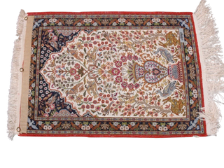 Antico Tappeto Seta Hereche 76 x 52 Cm