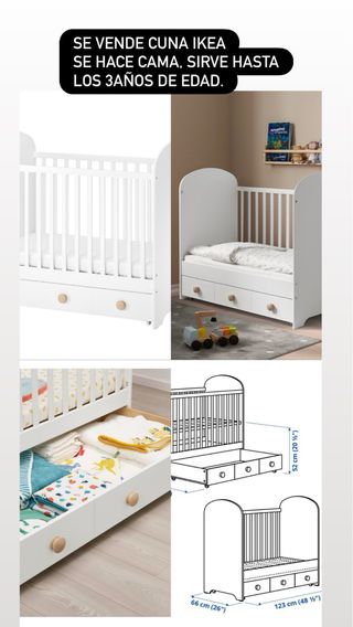 Cuna Ikea Blanca convertible en cama