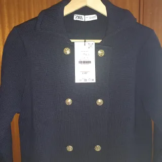 Abrigo cruzado punto Zara negro