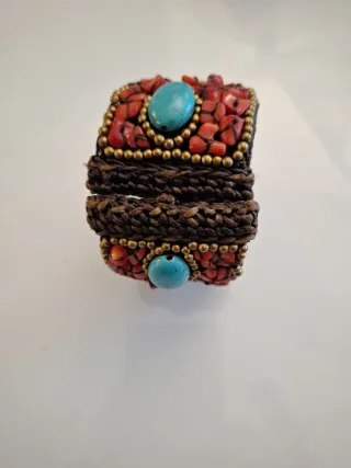 Bracciale etnico corallo e turchese