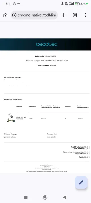 Patinete Eléctrico Cecotec Bongo V55 2x2