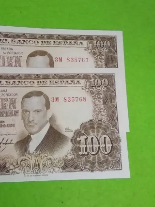Pareja 2 Billetes 100 Pesetas Banco de España 1953