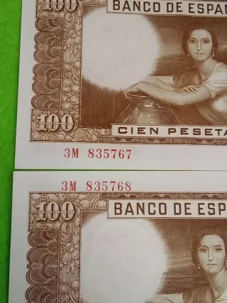 Pareja 2 Billetes 100 Pesetas Banco de España 1953