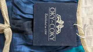 Vestido de rayas azul y gris